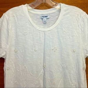 Old Navy Ivory Beaded T-shirt Women’s Size Large